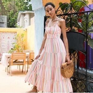 Chicwish Pastel Striped Maxi Dress